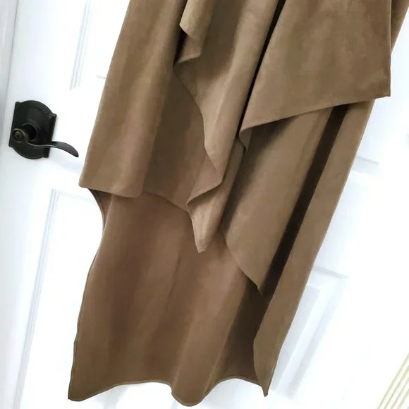 BCBGMAXAZRIA Trar Faux-Suede V-Neck Sleeveless Asymmetrical Women's Dress - Picture 4 of 12